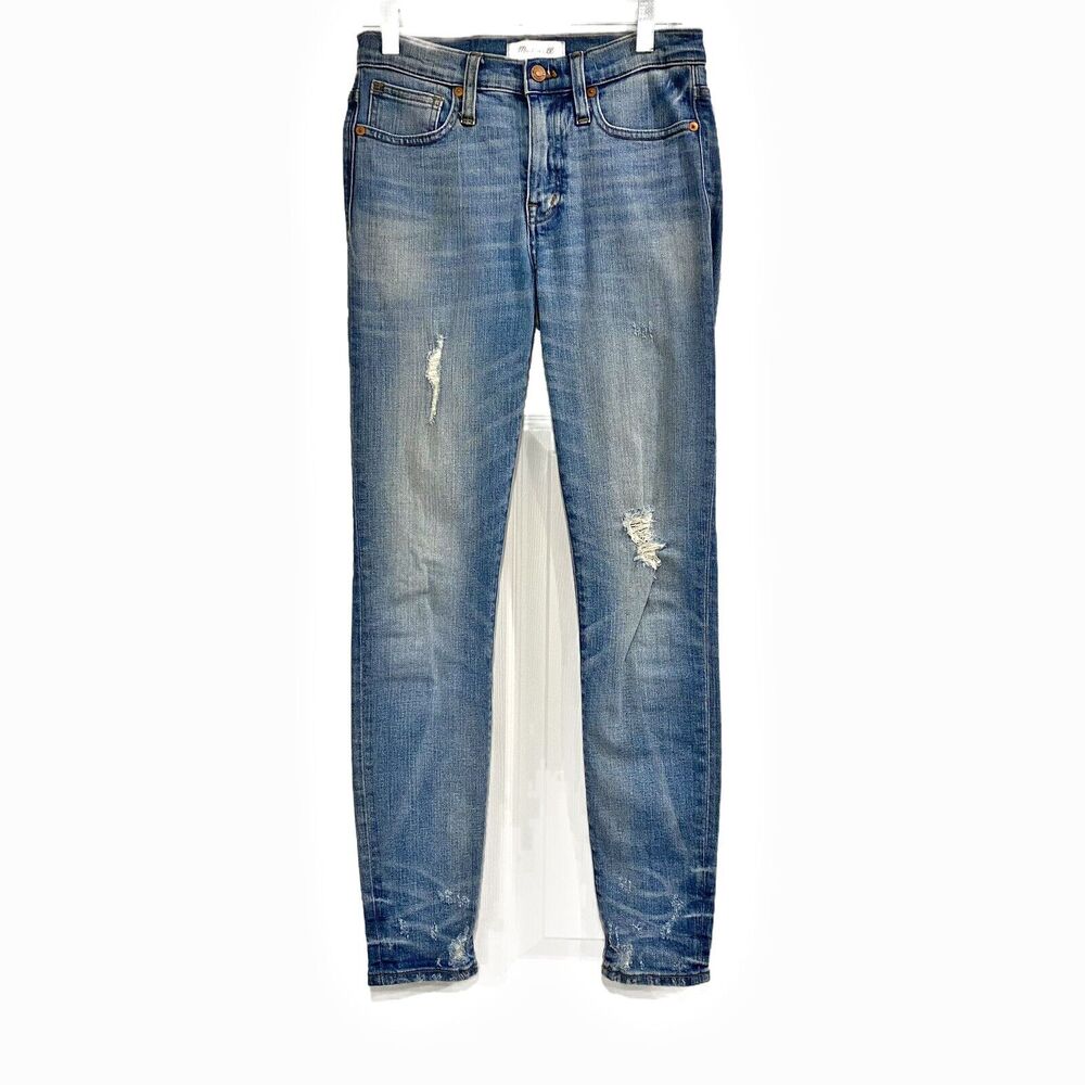 Madewell Blue Jeans 9" High Rise Skinny Distressed Stretch Sz 25 Classic Casual